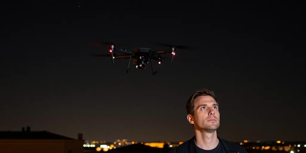 drone dans le ciel la nuit